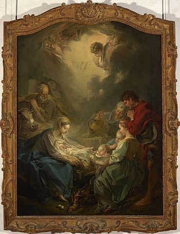 『世界の光（羊飼いたちの礼拝）』（ La Lumière du monde ( Adoration des bergers ））　1750年　フランソワ・ブーシェ　リヨン美術館蔵