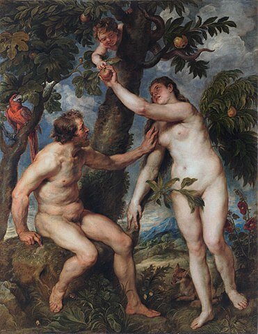 『アダムとイヴ』（ Adán y Eva ）　1628年－1629年　ピーテル・パウル・ルーベンス　プラド美術館蔵