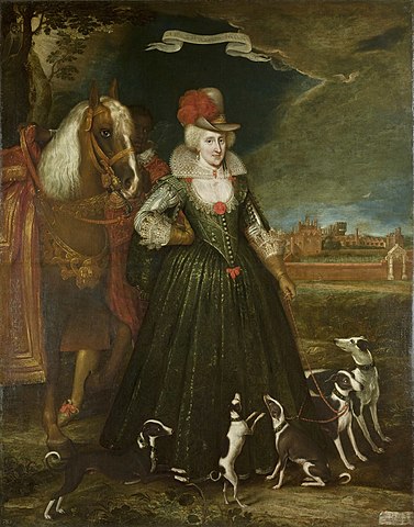 『ジェイムズ1世王妃アン』　1617年　パウル・ファン・ソーメル　ハンプトン・コート宮殿蔵
