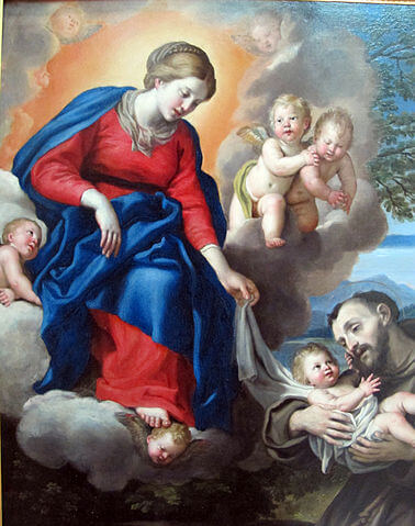 『聖母子と聖フランチェスコ』　43 × 36 cm　1621年－1625年頃　ドメニキーノ　ルーヴル美術館蔵