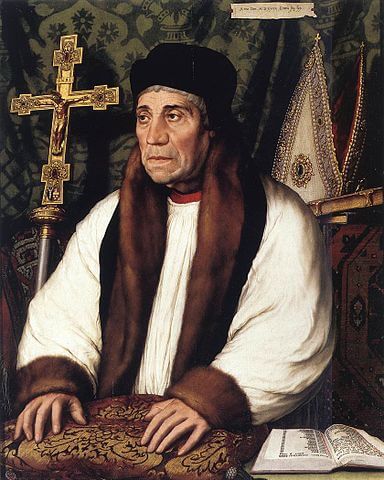 ウィリアム・ウォラムの肖像（ Portrait de William Warham (vers 1450 ?-1532), archevêque de Canterbury depuis 1503 et primat d'Angleterre ）　1528年　 ハンス・ホルバイン（子）　ルーヴル美術館蔵