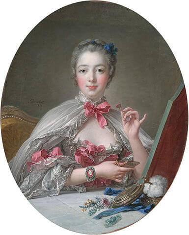 『化粧中のポンパドゥール夫人』（ Marquise de Pompadour at the Toile ）　1758年　フォッグ美術館蔵