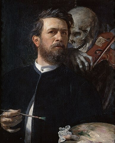 ヴァイオリンを弾く死神のいる自画像　1872年　旧国立美術館