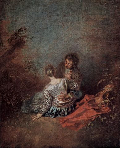 『道ならぬ恋』　1717年頃　アントワーヌ・ヴァトー　ルーヴル美術館蔵
