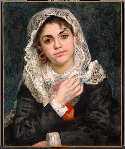Lise in a White Shawl　56 × 46 cm　1872年　ピエール＝オーギュスト・ルノワール　ダラス美術館蔵