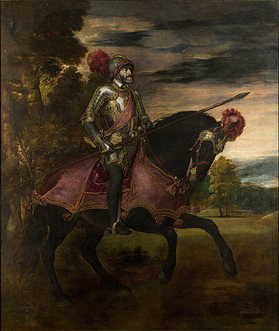 『カール5世騎馬像』　1548年　ティツイアーノ　プラド美術館蔵