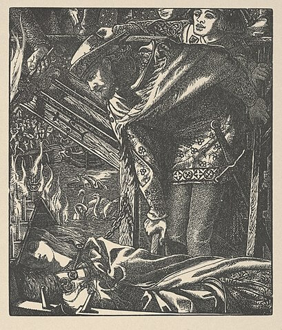 『シャロットの乙女』（ The Lady of Shalott (from Tennyson's Poems, New York, 1903) ）　1857年頃－1903年の間　ダンテ・ゲイブリエル・ロセッティにちなむ　メトロポリタン美術館蔵