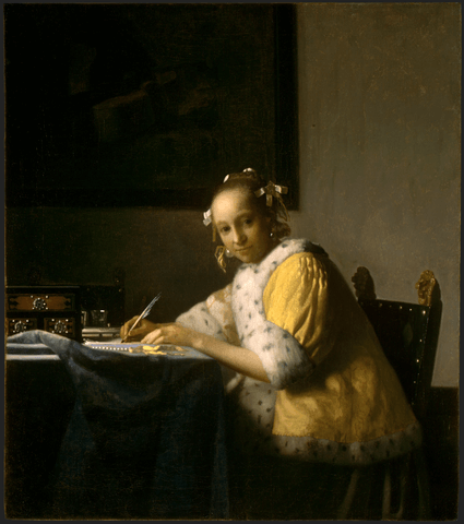 『手紙を書く女』　1665年頃　ヨハネス・フェルメール　ワシントン・ナショナル・ギャラリー蔵