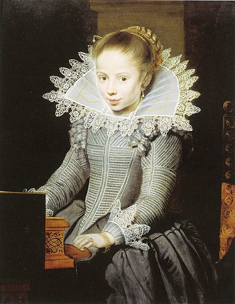 『ヴァージナルの前の少女』　1624年頃　コルネリス・ド・フォス　プライヴェート・コレクション