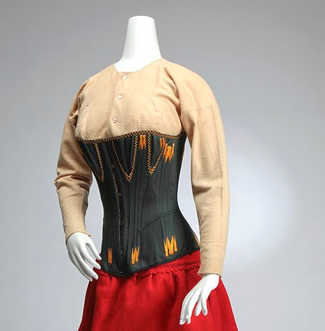 下着の上のコルセットの着装例　1900年頃