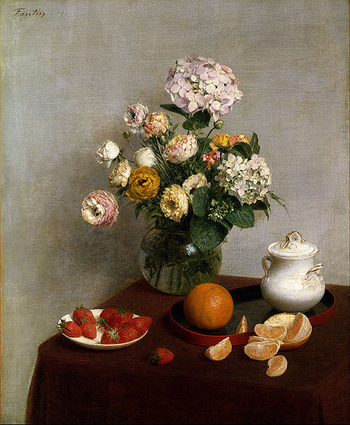『花と果物』（ Flowers and Fruit ）　1866年　アンリ・ファンタン＝ラトゥール　トレド美術館蔵