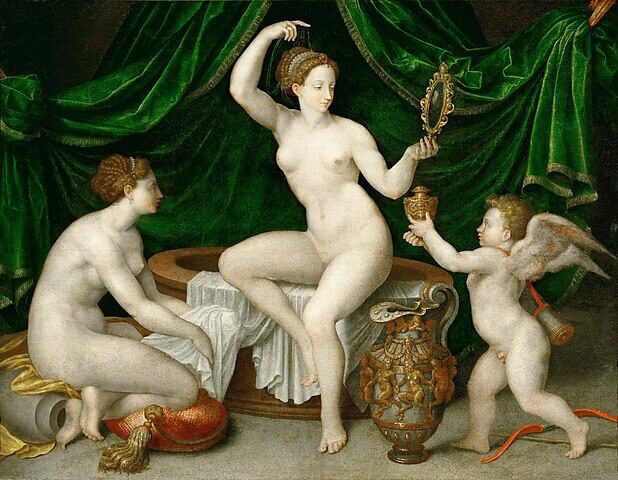 『化粧するヴィーナス』　1525年から1550年の間　フォンテーヌブロー派の画家　ルーヴル美術館蔵