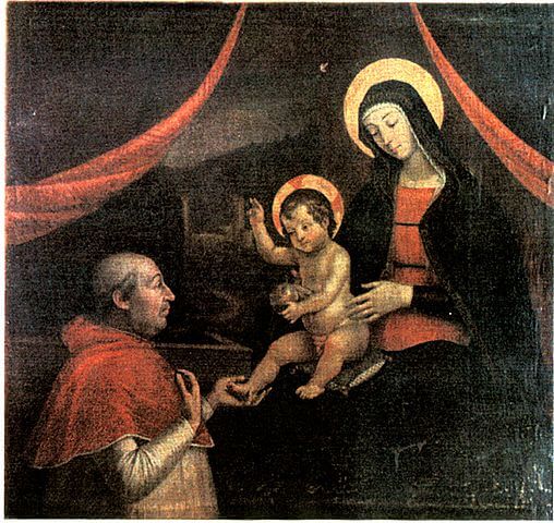 聖母子の前のアレクサンデル6世　16世紀　ピエトロ・ファッケッティ（幼子イエスはピントゥリッキオの絵にちなむ）
