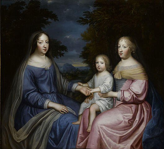 アンヌ・ドートリッシュ（伯母・姑）とマリー・テレーズ・ドートリッシュ、王太子　1665年頃　ヴェルサイユ宮殿