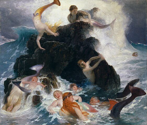 『戯れる人魚たち』（ Play of the Nereides ）　1886年　アルノルト・ベックリン　バーゼル美術館蔵