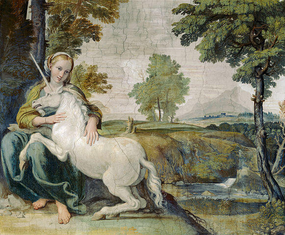 『処女と一角獣』　1602年　ドメニキーノ　パラッツォ・ファルネーゼ蔵