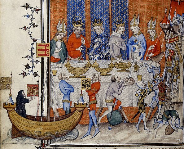 フランス王シャルル5世の宴会風景　1370年代　フランス国立図書館