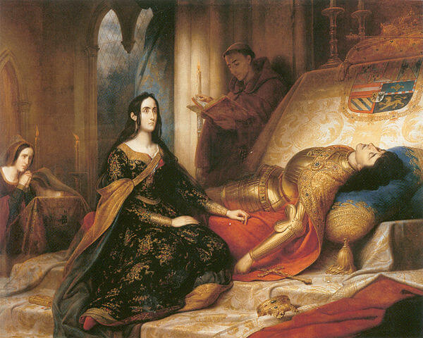 『狂女王フアナ』　1836年　シャルル・ド・スチューベン　プラド美術館蔵
