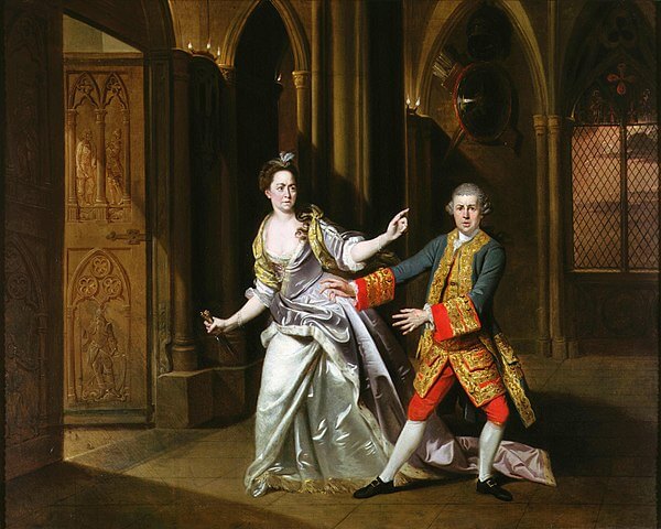 『マクベスを演ずるデイヴィッド・ギャリックとプリチャード夫人』（ David Garrick and Mrs. Pritchard in Macbeth ）　1768年　ヨーハン・ゾファニー