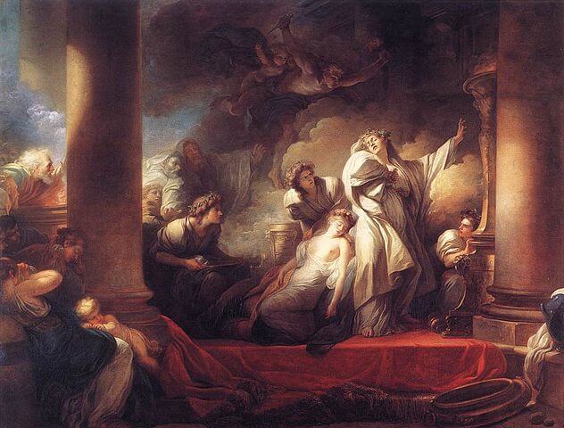 『カリロエを救うためみずからを犠牲にする大司祭コレシュス』　1765年　ジャン・オノレ・フラゴナール　ルーヴル美術館蔵