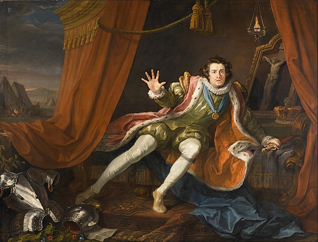 『リチャードⅢ世を演ずるデイヴィッド・ギャリック』（ David Garrick as Richard III ）　1745年　ウィリアム・ホガース　ウォーカー・アート・ギャラリー蔵