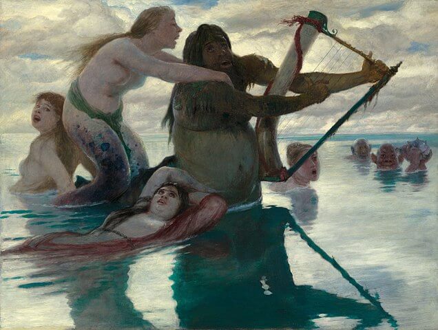 『海にて』（ In the Sea ）　1883年　アルノルト・ベックリン　シカゴ美術館蔵
