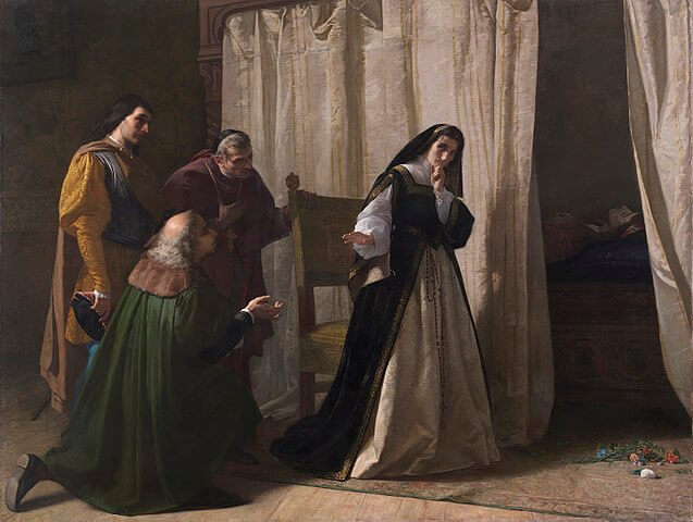 『ドニャ・フアナの精神錯乱』　1866年　ロレンソ・バリェス　プラド美術館蔵