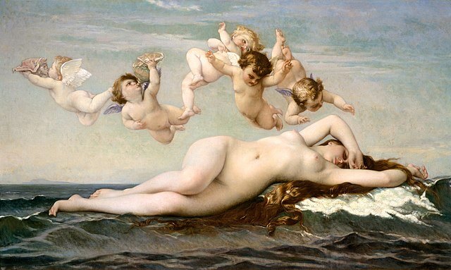 『ヴィーナスの誕生』（ The Birth of Venus ）　106 × 182.6 cm　1875年　アレクサンドル・カバネル　メトロポリタン美術館蔵