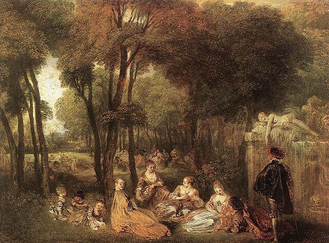 『シャンゼリゼ（エリュシオンの園）』　1717年－1718年頃　アントワーヌ・ヴァトー　ウォレス・コレクション蔵