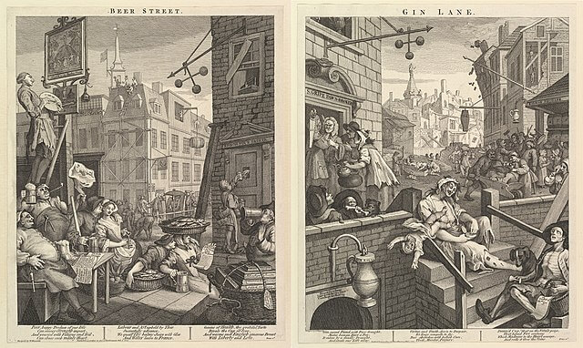 『ビール通りとジン横丁』　1751年　ウィリアム・ホガース