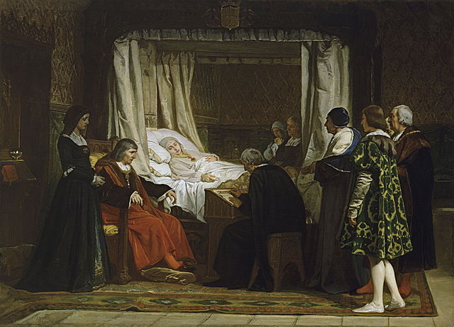 『イサベル女王の遺言』　1864年　エドゥアルド・ロサレス　 プラド美術館蔵