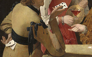『クラブのエースを持ったいかさま師』（ The Cheat with the Ace of Clubs ）　1630年－1640年頃　ジョルジュ・ド・ラ・トゥール　キンベル美術館蔵