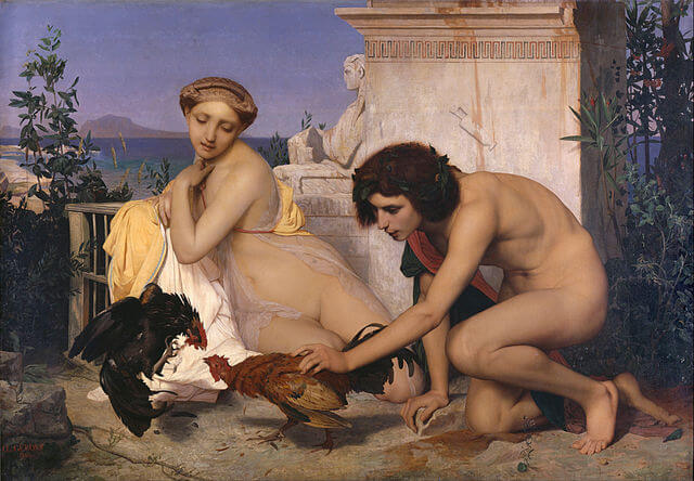 『闘鶏』（ Jeunes Grecs faisant battre des coqs ）　1846年　ジャン＝レオン・ジェローム　オルセー美術館蔵