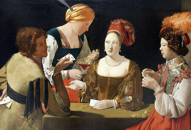 『ダイヤのエースを持ったいかさま師』（ The Cheat with the Ace of Diamonds ）　1635年頃　ルーヴル美術館蔵