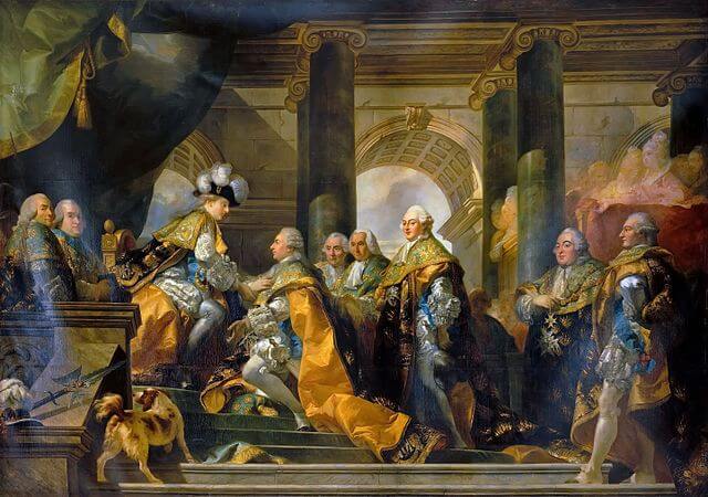 『精霊騎士団を謁見するルイ16世』　1775年－1776年頃　ガブリエル＝フランソワ・ドワイアン　ヴェルサイユ宮殿