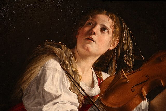 『ヴァイオリンを持つ若い女性（聖チェチリア）』（ Young Woman with a Violin （ Saint Cecilia ）　1611－1612年頃　オラーツィオ・ジェンティレスキ