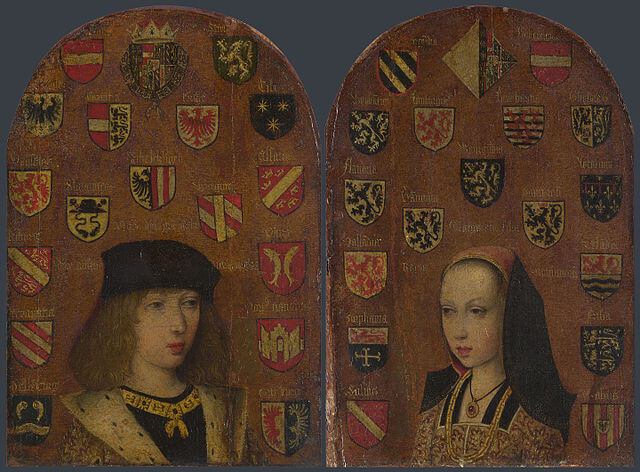 フィリップ美公とマルグリット・ドートリッシュ　1494年頃　恐らくPieter van Coninxlooの作品　ロンドン、ナショナル・ギャラリー蔵