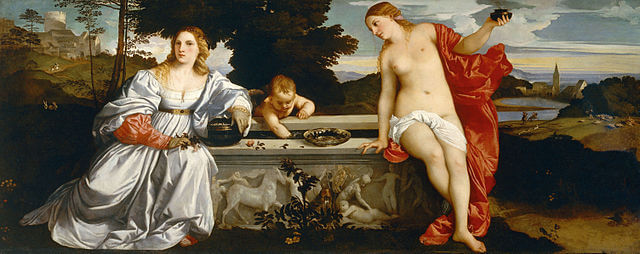 『聖愛と俗愛』　1514年　ティツイアーノ・ヴェチェリオ　ボルケーゼ美術館蔵