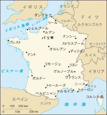 現在のフランスの地図