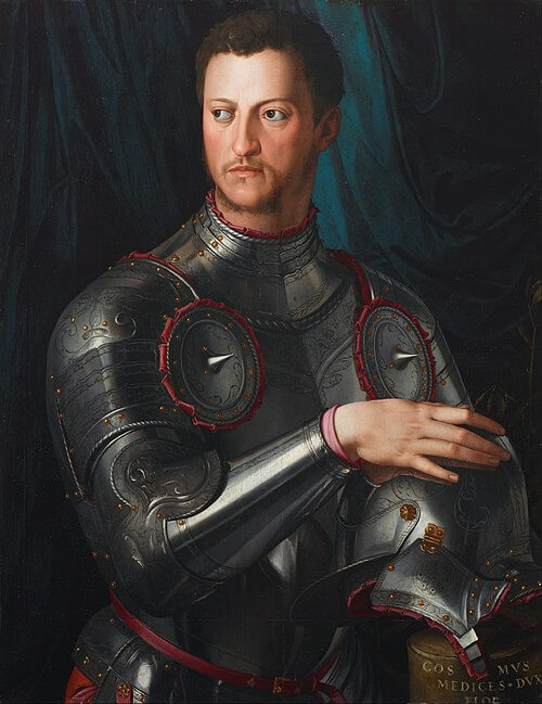 Portrait of Cosimo I de' Medici / Cosimo I de' Medici in armour / Duke Cosimo I de’ Medici in armour, circa 1545, Agnolo Bronzino, Painting, oil on poplar panel, 86.0 x 66.8 x 3.5 cm panel, Accession number 78.1996, the Art Gallery of New South Wales, コジモ・デ・メディチ（Cosimo I de' Medici, 1519年6月12日 - 1574年4月21日）　1545年頃　アーニョロ・ブロンズィーノ　ニュー・サウス・ウェールズ州立美術館蔵