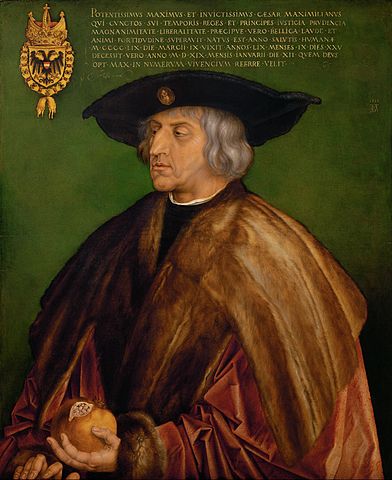 マクシミリアン1世（1459年3月22日－1519年1月12日）　1519年　アルブレヒト・デューラー　美術史美術館蔵