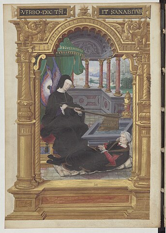 「捕虜となった息子に代わりフランスを統治する王母ルイーズ・ド・サヴォワ、手前に寝そべるのは同盟者のスレイマン大帝」　1520年から1522年の間　エティエンヌ・ルブラン作　フランス国立図書館蔵