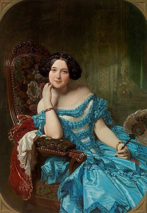Amalia de Llano y Dotres, condesa de Vilches, Federico de Madrazo y Kuntz, 1853. Óleo sobre lienzo sin forrar, 126 x 89 cm, Número de catálogo P002878, Museo Nacional del Prado, 《ビルチェス伯爵夫人》 1853年 フェデリコ・デ・マドラソ プラド美術館蔵