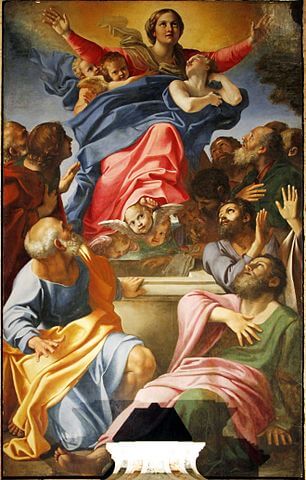『聖母被昇天』　1600年－1602年　高さ 245 ㎝ × 幅 155 ㎝　アンニーバレ・カラッチ　サンタ・マリア・デル・ポポロ教会