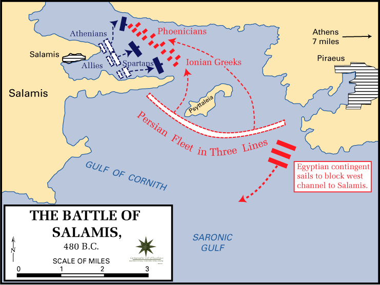 アテネ艦隊「背水の陣」の動き