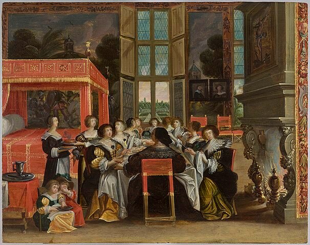 アブラアム・ボスにちなむ『夫の留守中の貴婦人たちの会話』　17世紀　エクーアン城（国立ルネッサンス美術館）