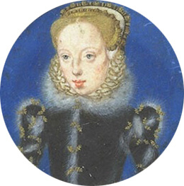 ジェーンの妹、キャサリン・グレイ　1555年－1560年頃　Levina Teerlinc　ヴィクトリア＆アルバート美術館蔵