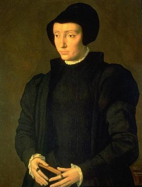 Portrait of Christina of Denmark, Michiel Coxcie (Flemish, 1499–1592), 1545, Oil on oak panel, Overall: 27 15/16 × 21 7/8 in. (71 × 55.6 cm), Object number 1953.270, Allen Memorial Art Museum, 『デンマークのクリスティーナの肖像』　1545年　ミヒール・コクシー　アレン記念美術館蔵
