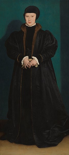 『デンマークのクリスティーナ、ミラノ公妃』（ Christina of Denmark, Duchess of Milan ）　1538年　ハンス・ホルバイン（子）　ロンドン、ナショナル・ギャラリー蔵