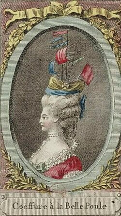 ベル・プール風ヘアスタイル (Coiffure belle-poule (estampe du XVIIIe, anonyme))